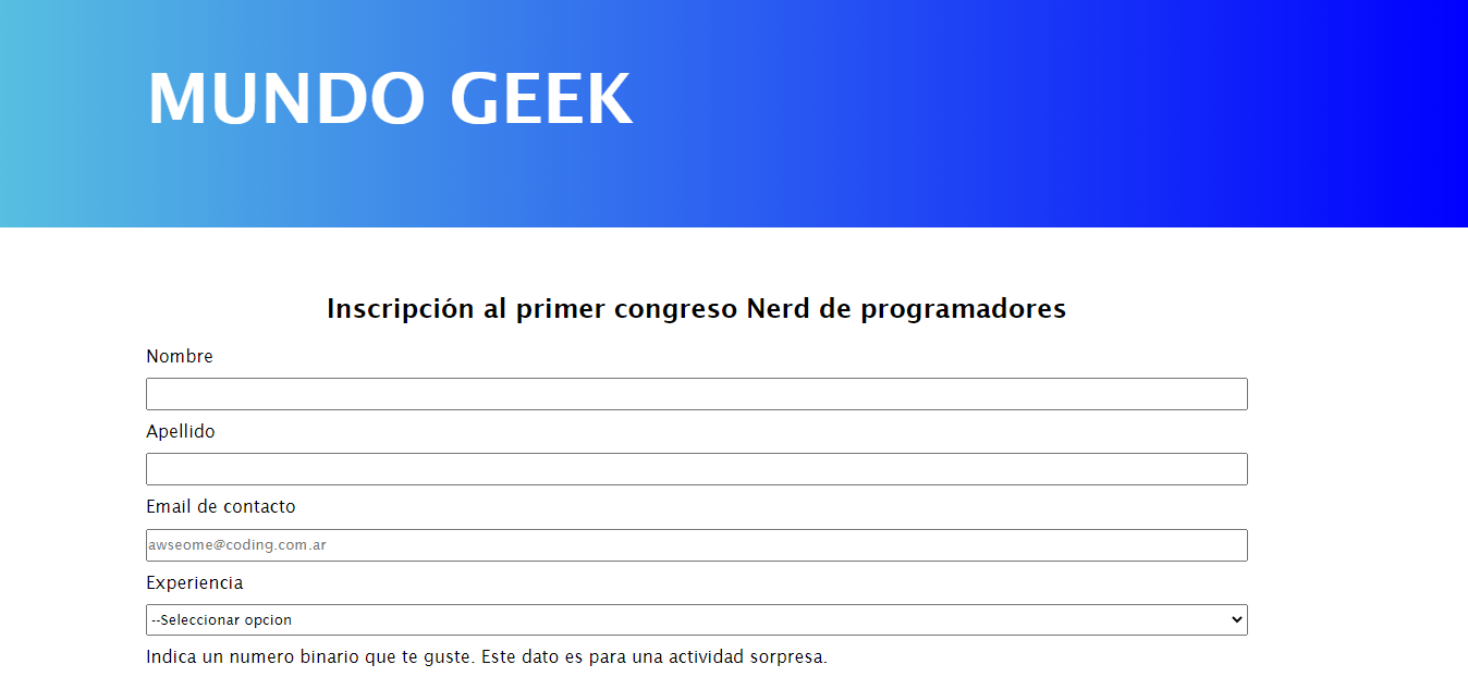 formulario de mundo geek